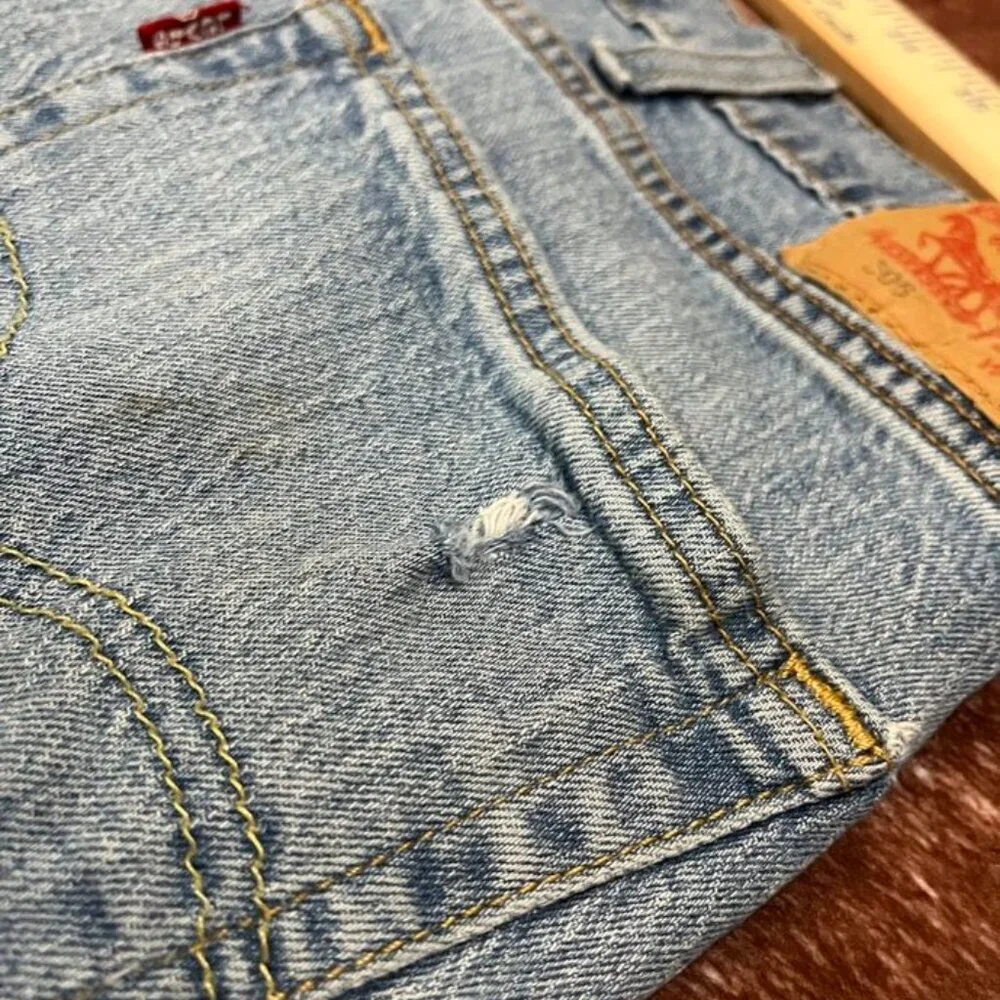 Levi’s 505 Regular Fit Straight Leg Jeans Light Wash Blue 40x32